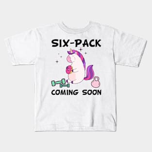 Unicorn gym Six pack coming soon funny gift tshirt Kids T-Shirt